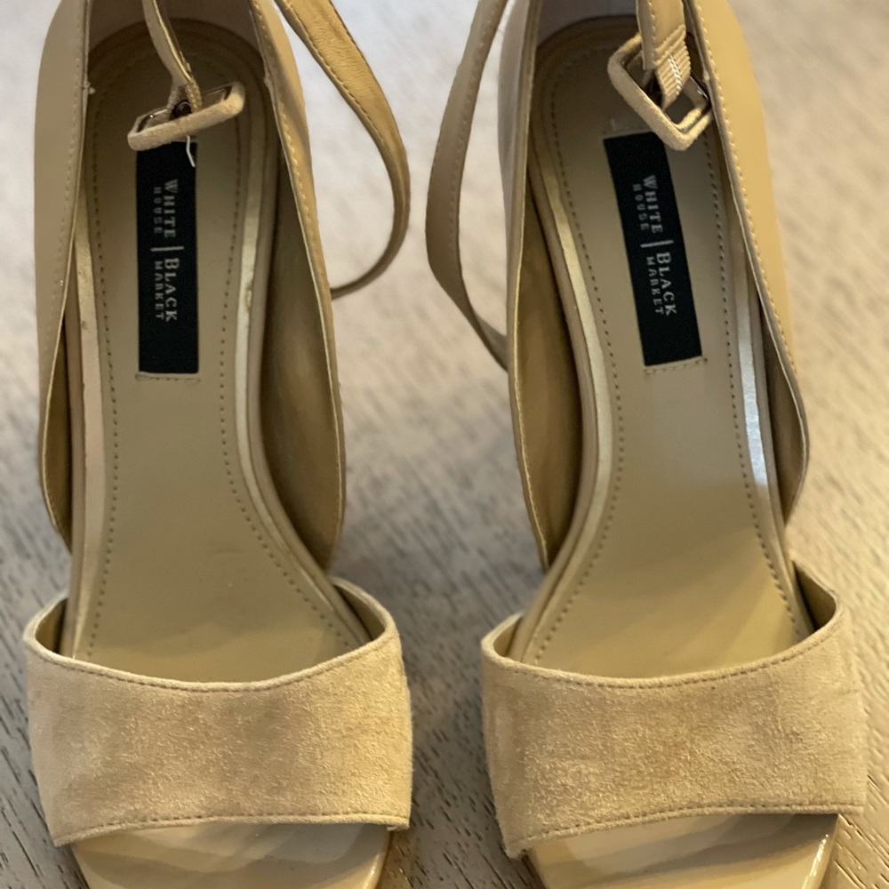 White House Black Market camel/beige, leather & suede heel, size 8